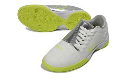 Men's Nike Total 90 III IC Indoor & Futsal Low-Tops Football Shoes - White/Lime Green/Metallic Silver