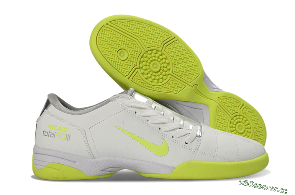 Men's Nike Total 90 III IC Indoor & Futsal Low-Tops Football Shoes - White/Lime Green/Metallic Silver 2