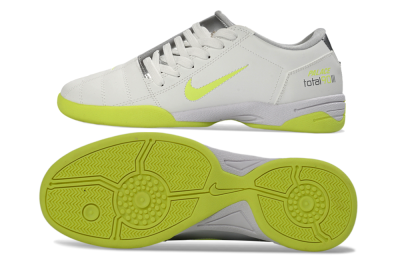 Men's Nike Total 90 III IC Indoor & Futsal Low-Tops Football Shoes - White/Lime Green/Metallic Silver