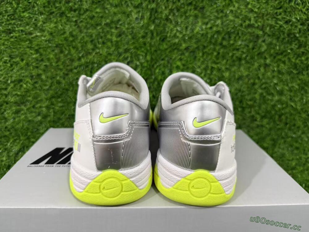 Men's Nike Total 90 III IC Indoor & Futsal Low-Tops Football Shoes - White/Lime Green/Metallic Silver