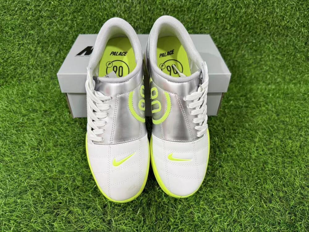 Men's Nike Total 90 III IC Indoor & Futsal Low-Tops Football Shoes - White/Lime Green/Metallic Silver
