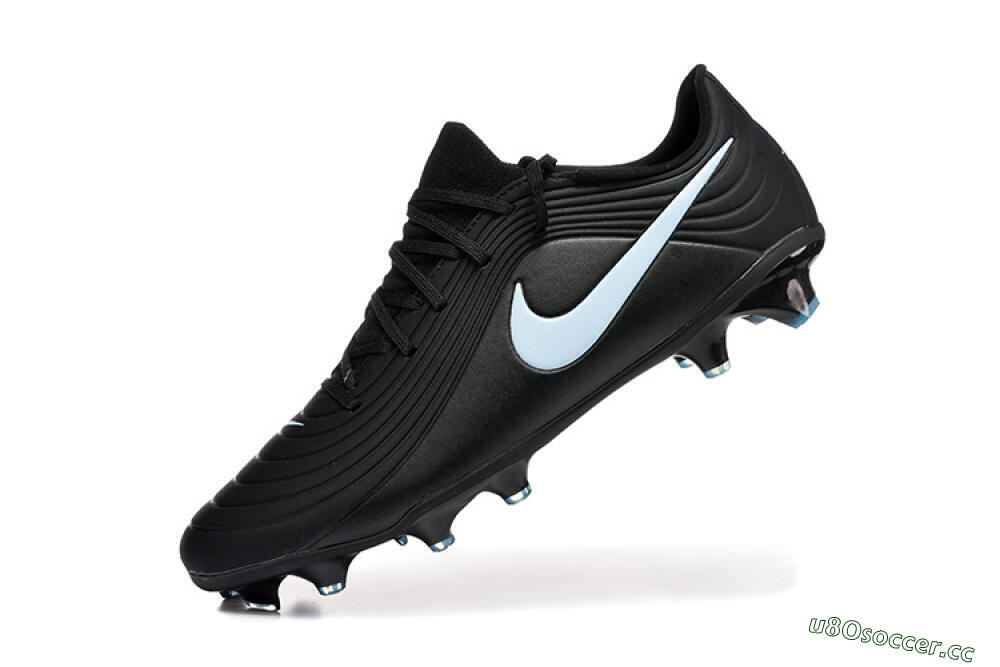 Men's Nike Tiempo Legend 11 Elite FG Firm Ground Low-Tops Football Boots - Black/Sky Blue/Charcoal Grey 8