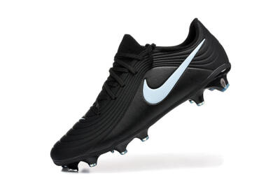 Men's Nike Tiempo Legend 11 Elite FG Firm Ground Low-Tops Football Boots - Black/Sky Blue/Charcoal Grey