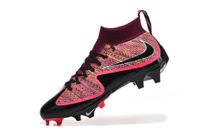 Men's Nike Magista Obra FG Firm Ground High-Tops Football Boots - Black/Fuchsia Pink/Crimson Red