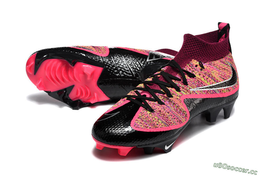 Men's Nike Magista Obra FG Firm Ground High-Tops Football Boots - Black/Fuchsia Pink/Crimson Red 3