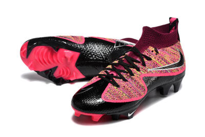 Men's Nike Magista Obra FG Firm Ground High-Tops Football Boots - Black/Fuchsia Pink/Crimson Red