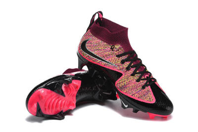Men's Nike Magista Obra FG Firm Ground High-Tops Football Boots - Black/Fuchsia Pink/Crimson Red