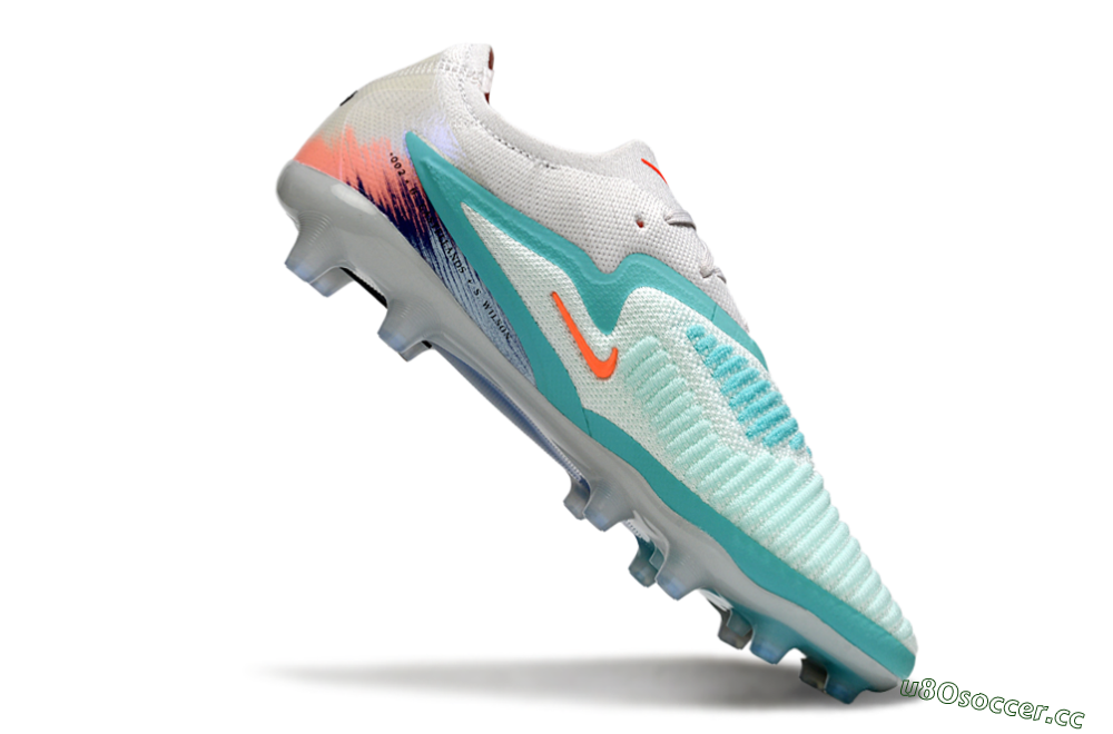Men's Nike Phantom 6 Elite Low AG Artificial Grass Low-Tops Football Boots - Aqua/Ocean Breeze/Sunset Glow 4