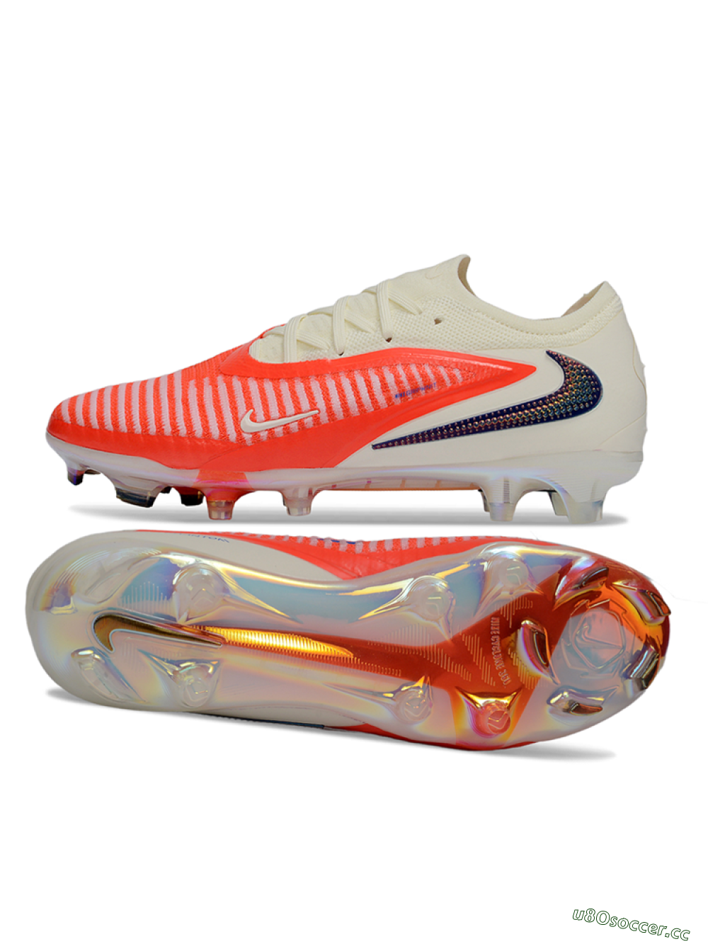 Unisex Nike Phantom 6 Elite Low FG Firm Ground Low-Tops Football Boots - Red/Coral Burst/White 1