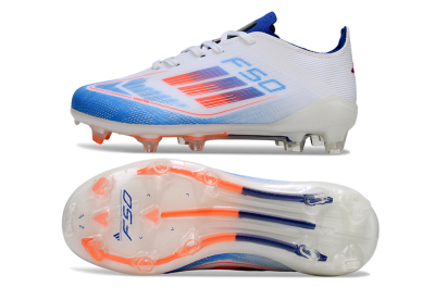 Kids Adidas F50 Elite FG Firm Ground Low-Tops Football Boots - Blue/Cool Blue/Crisp White