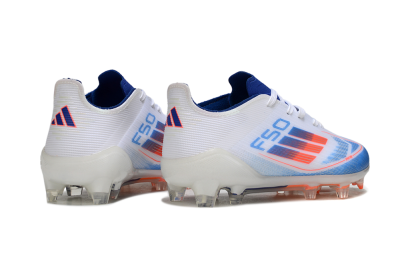 Kids Adidas F50 Elite FG Firm Ground Low-Tops Football Boots - Blue/Cool Blue/Crisp White