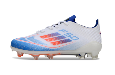 Kids Adidas F50 Elite FG Firm Ground Low-Tops Football Boots - Blue/Cool Blue/Crisp White