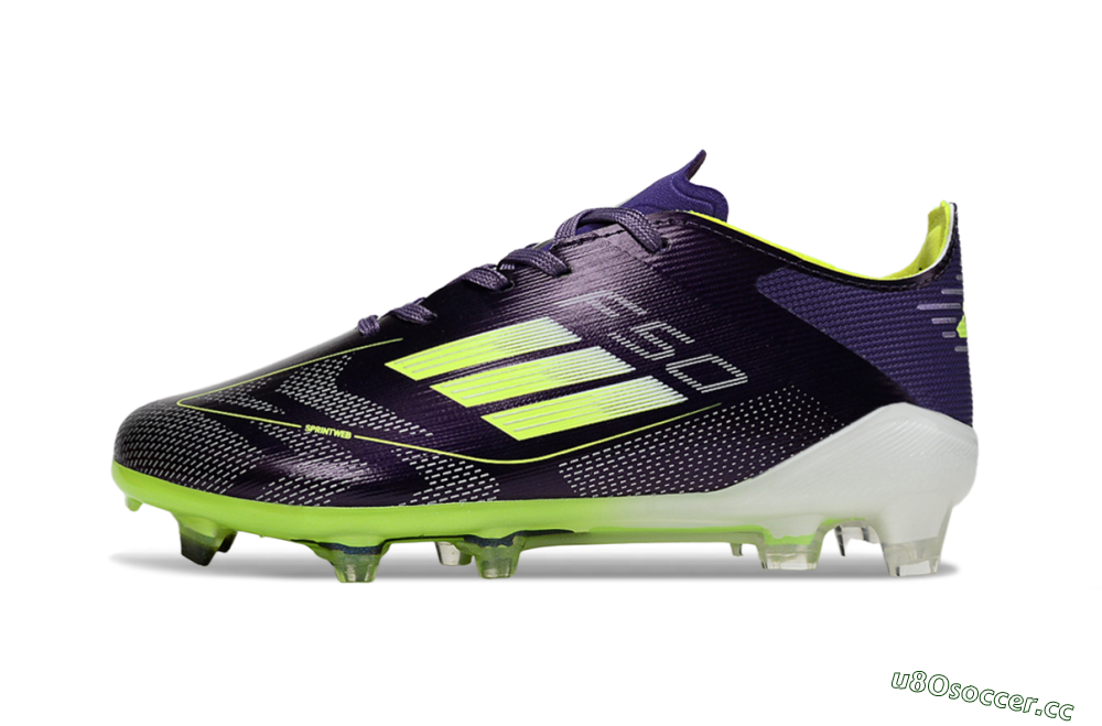 Kids Adidas F50 Elite FG Firm Ground Low-Tops Football Boots - Purple/Lime Green/Black 2