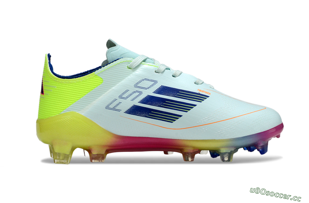 Kids Adidas F50 Elite FG Firm Ground Low-Tops Football Boots - White/Neon Yellow/Coral Pink 6