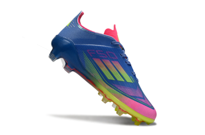 Kids Adidas F50 Elite FG Firm Ground Low-Tops Football Boots - Blue/Neon Pink/Fluorescent Yellow