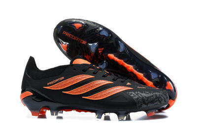 Men's Adidas Predator 26 Elite FG Firm Ground Low-Tops Football Boots - Black/Vibrant Orange/Shadow Black