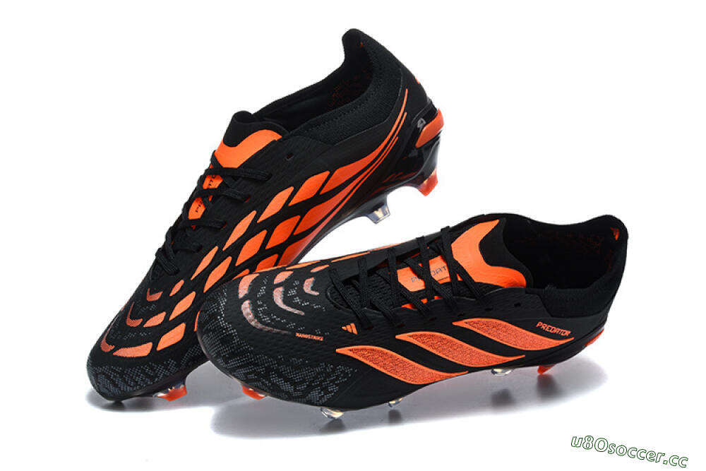 Men's Adidas Predator 26 Elite FG Firm Ground Low-Tops Football Boots - Black/Vibrant Orange/Shadow Black 6