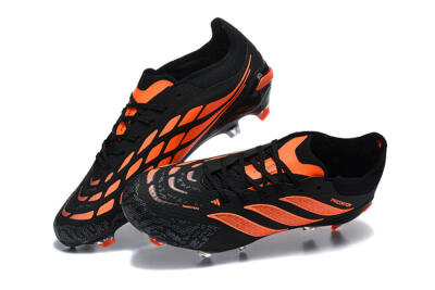 Men's Adidas Predator 26 Elite FG Firm Ground Low-Tops Football Boots - Black/Vibrant Orange/Shadow Black
