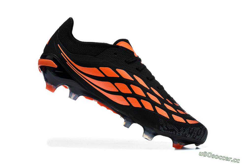 Men's Adidas Predator 26 Elite FG Firm Ground Low-Tops Football Boots - Black/Vibrant Orange/Shadow Black 7