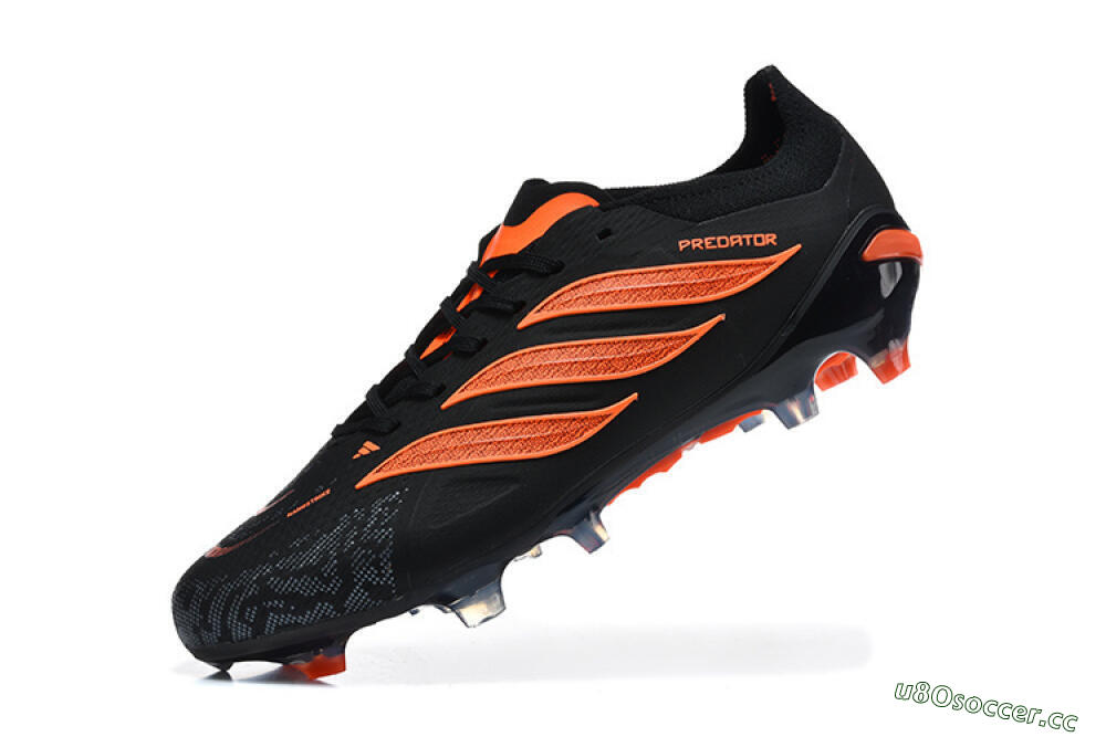 Men's Adidas Predator 26 Elite FG Firm Ground Low-Tops Football Boots - Black/Vibrant Orange/Shadow Black 8