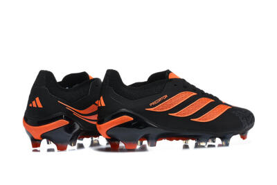Men's Adidas Predator 26 Elite FG Firm Ground Low-Tops Football Boots - Black/Vibrant Orange/Shadow Black