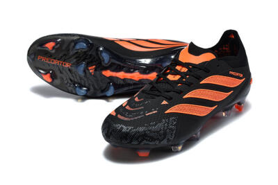 Men's Adidas Predator 26 Elite FG Firm Ground Low-Tops Football Boots - Black/Vibrant Orange/Shadow Black
