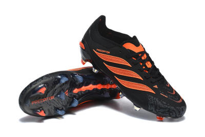 Men's Adidas Predator 26 Elite FG Firm Ground Low-Tops Football Boots - Black/Vibrant Orange/Shadow Black