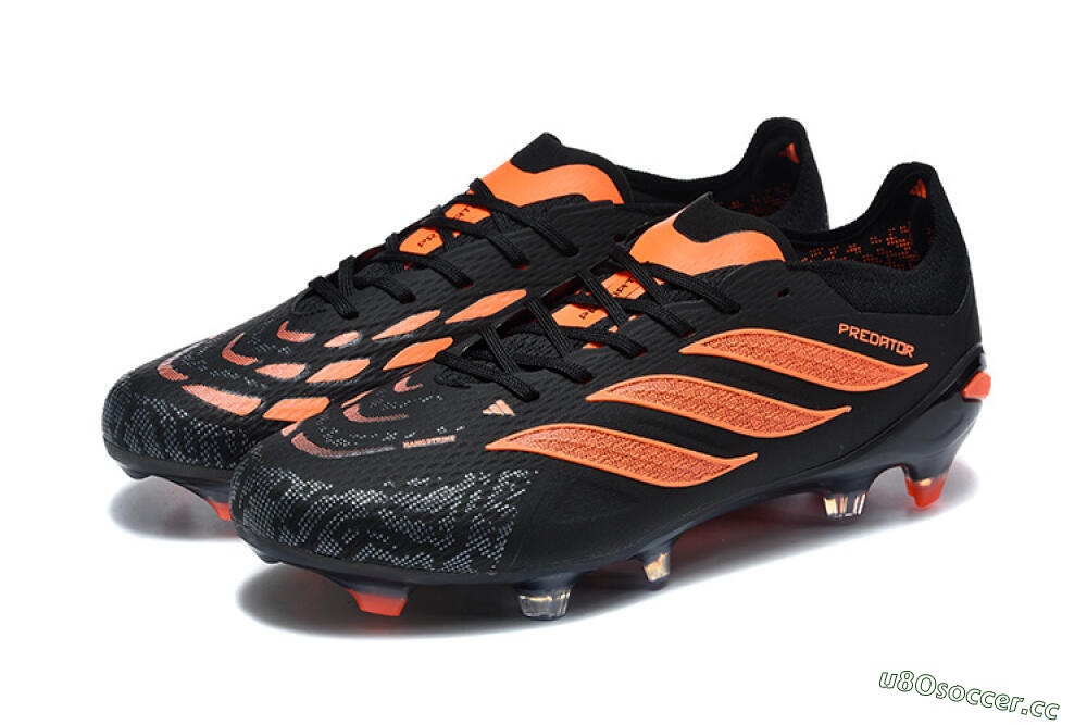 Men's Adidas Predator 26 Elite FG Firm Ground Low-Tops Football Boots - Black/Vibrant Orange/Shadow Black 5