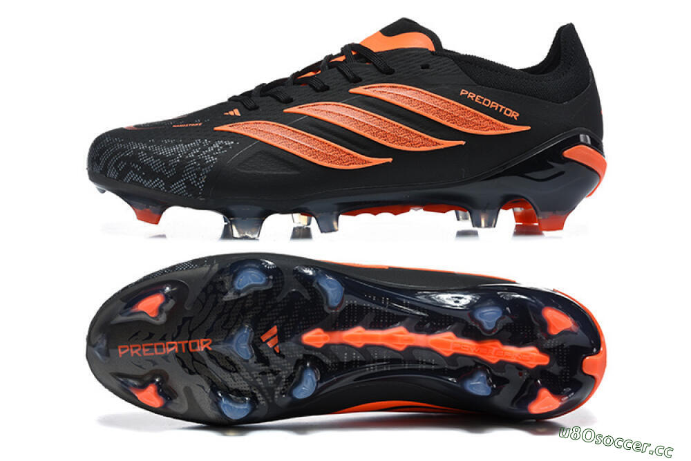 Men's Adidas Predator 26 Elite FG Firm Ground Low-Tops Football Boots - Black/Vibrant Orange/Shadow Black 1