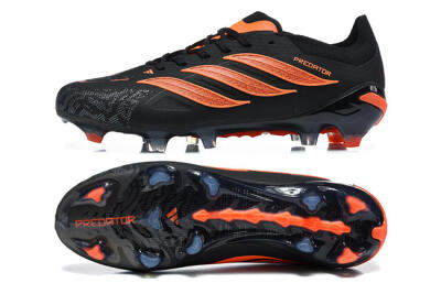 Men's Adidas Predator 26 Elite FG Firm Ground Low-Tops Football Boots - Black/Vibrant Orange/Shadow Black