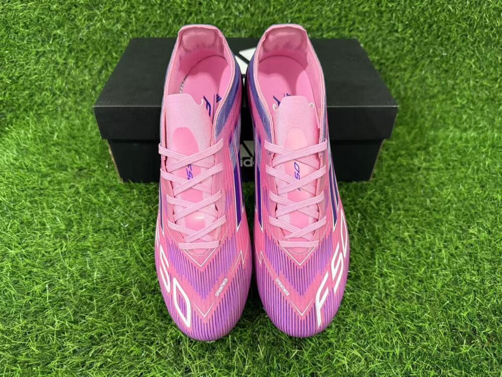 Men's Adidas F50 Elite FG Firm Ground Low-Tops Football Boots - Pink/Vibrant Violet/Soft Lilac