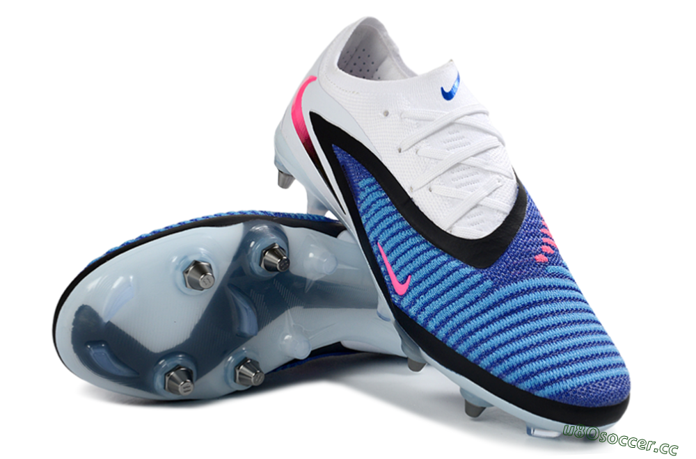 Men's Nike Phantom 6 Elite Low SG Soft Ground Low-Tops Football Boots - Blue/Electric Blue/Neon Pink 3