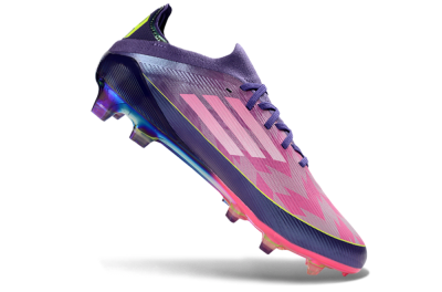 Men's Adidas F50 Elite FG Firm Ground Low-Tops Football Boots - Purple/Vibrant Pink/Rainbow Gradient