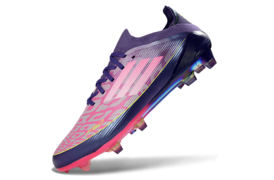 Men's Adidas F50 Elite FG Firm Ground Low-Tops Football Boots - Purple/Vibrant Pink/Rainbow Gradient