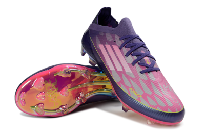 Men's Adidas F50 Elite FG Firm Ground Low-Tops Football Boots - Purple/Vibrant Pink/Rainbow Gradient