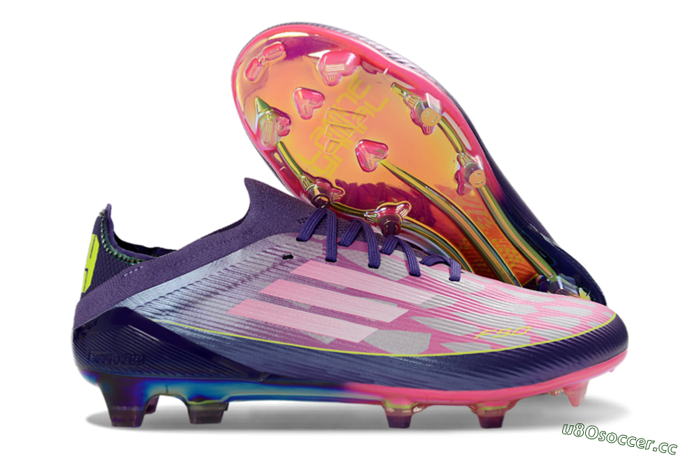Men's Adidas F50 Elite FG Firm Ground Low-Tops Football Boots - Purple/Vibrant Pink/Rainbow Gradient 2