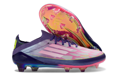 Men's Adidas F50 Elite FG Firm Ground Low-Tops Football Boots - Purple/Vibrant Pink/Rainbow Gradient