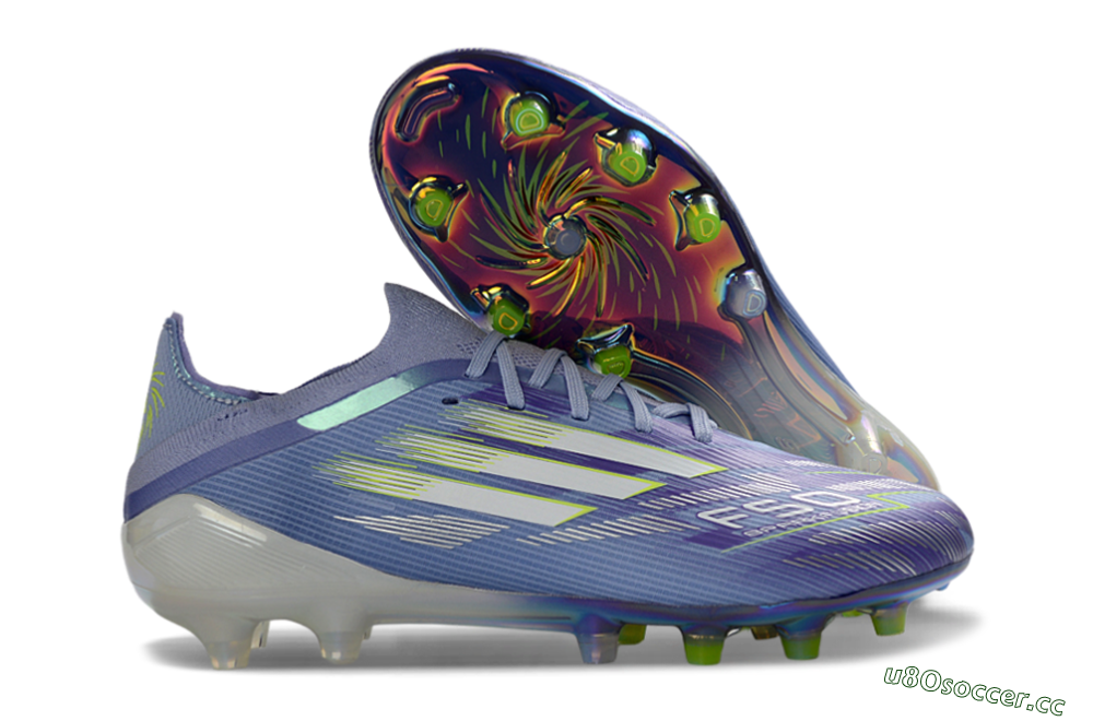 Men's Adidas F50 Elite AG Artificial Grass Low-Tops Football Boots - Blue/Electric Blue/Shimmering Green 2