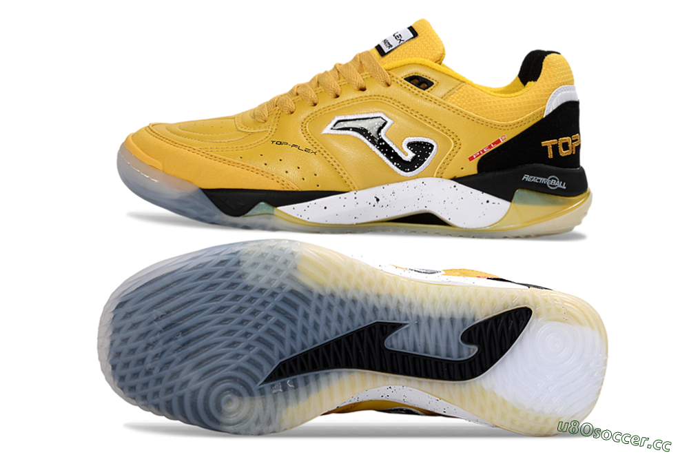 Men's Joma Top Flex IC Indoor & Futsal Low-Tops Football Shoes - Yellow/Black/White 1