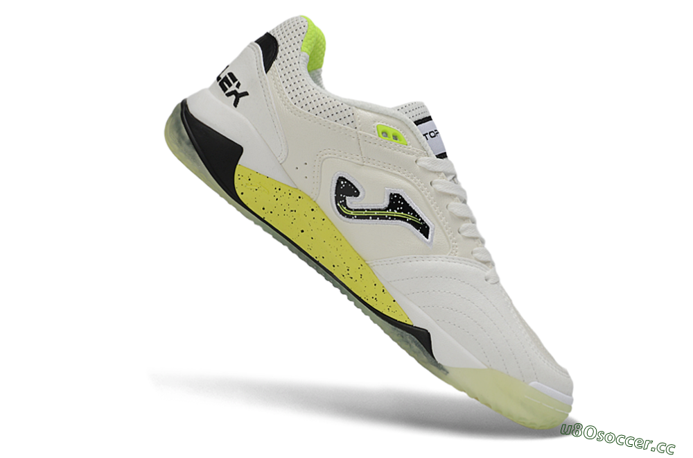 Men's Joma Top Flex IC Indoor & Futsal Low-Tops Football Shoes - White/Lime Yellow/Black 4