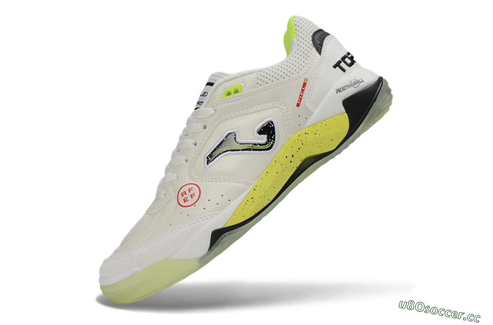 Men's Joma Top Flex IC Indoor & Futsal Low-Tops Football Shoes - White/Lime Yellow/Black 5