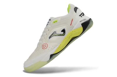 Men's Joma Top Flex IC Indoor & Futsal Low-Tops Football Shoes - White/Lime Yellow/Black