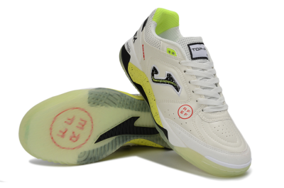 Men's Joma Top Flex IC Indoor & Futsal Low-Tops Football Shoes - White/Lime Yellow/Black