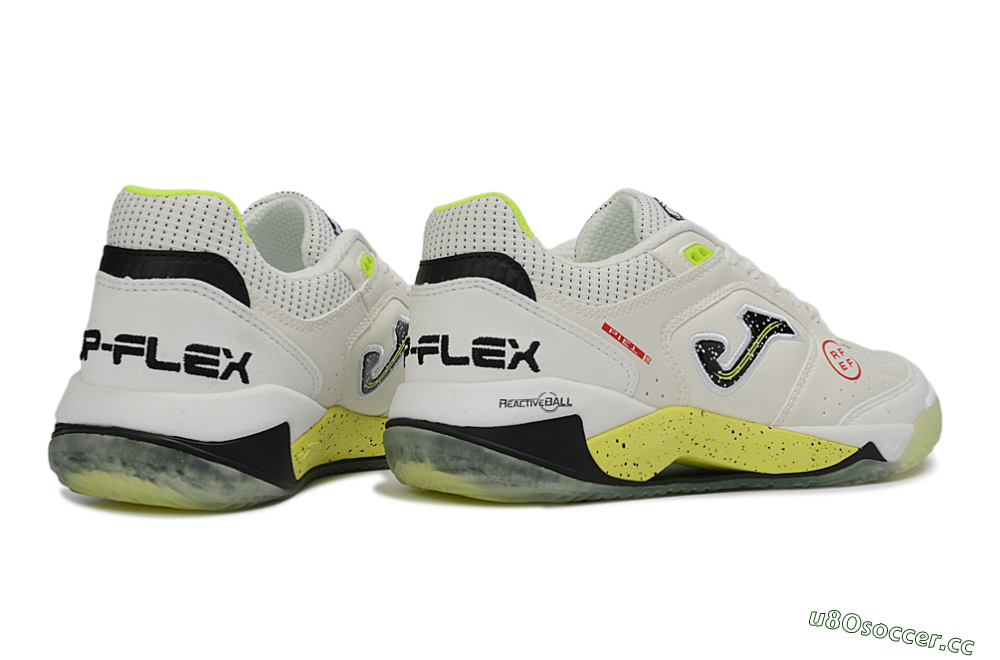 Men's Joma Top Flex IC Indoor & Futsal Low-Tops Football Shoes - White/Lime Yellow/Black 6