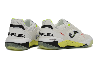 Men's Joma Top Flex IC Indoor & Futsal Low-Tops Football Shoes - White/Lime Yellow/Black