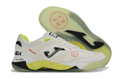 Men's Joma Top Flex IC Indoor & Futsal Low-Tops Football Shoes - White/Lime Yellow/Black