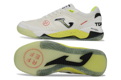 Men's Joma Top Flex IC Indoor & Futsal Low-Tops Football Shoes - White/Lime Yellow/Black