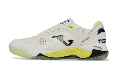 Men's Joma Top Flex IC Indoor & Futsal Low-Tops Football Shoes - White/Lime Yellow/Black
