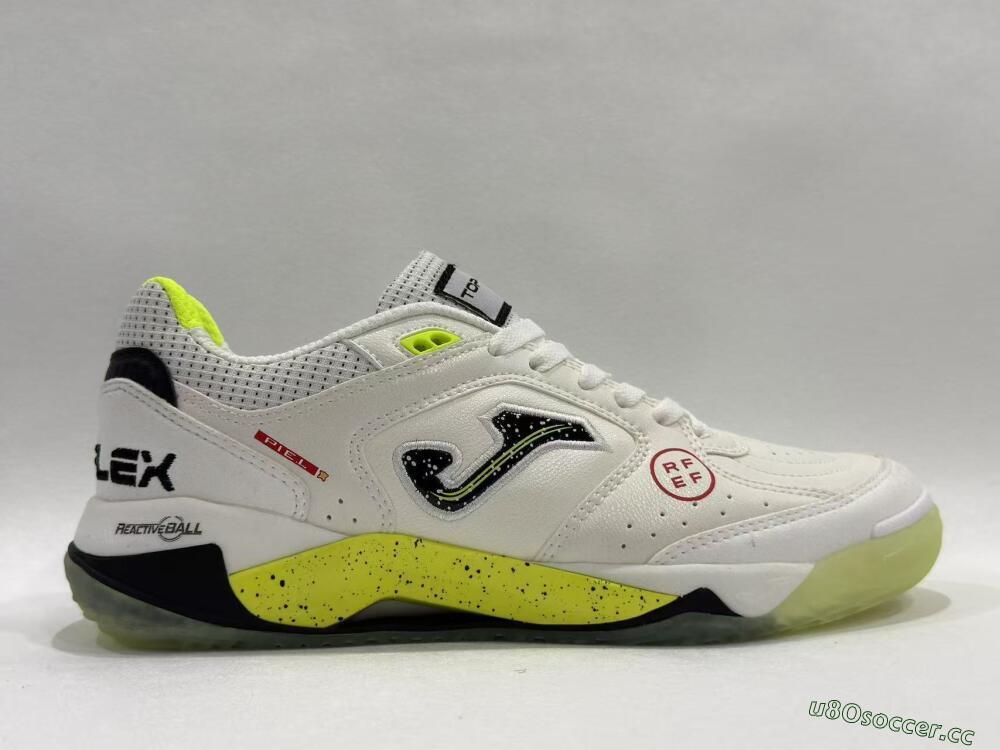 Men's Joma Top Flex IC Indoor & Futsal Low-Tops Football Shoes - White/Lime Yellow/Black