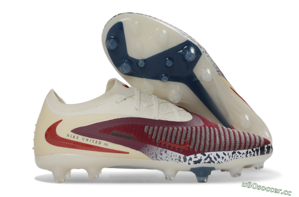 Men's Nike Phantom 6 Elite Low AG Artificial Grass Low-Tops Football Boots - Crimson/Cream/Deep Blue 2